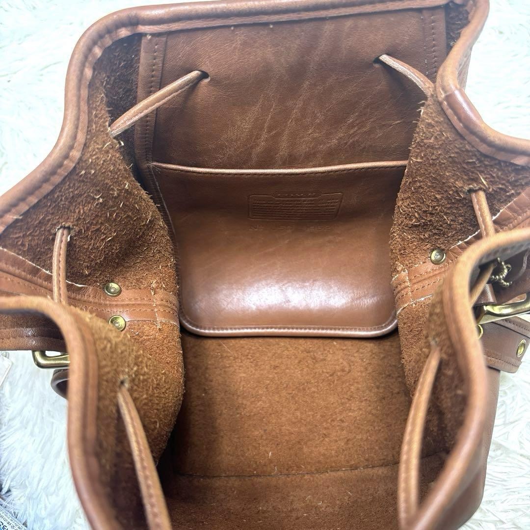 COACH Drawstring Shoulder Bag Purse Old coach Leather Brown Auth Used Women's