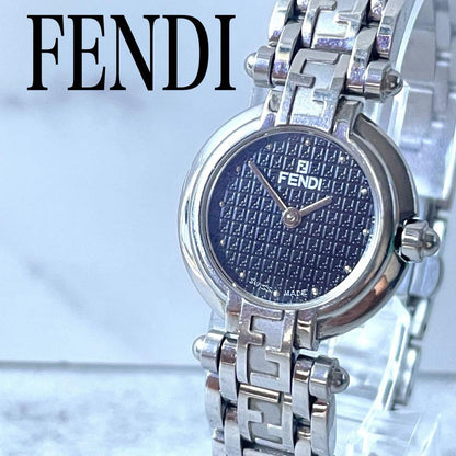FENDI Quartz Watch Wristwatch FF Zucca Logo Silver Women's Authentic