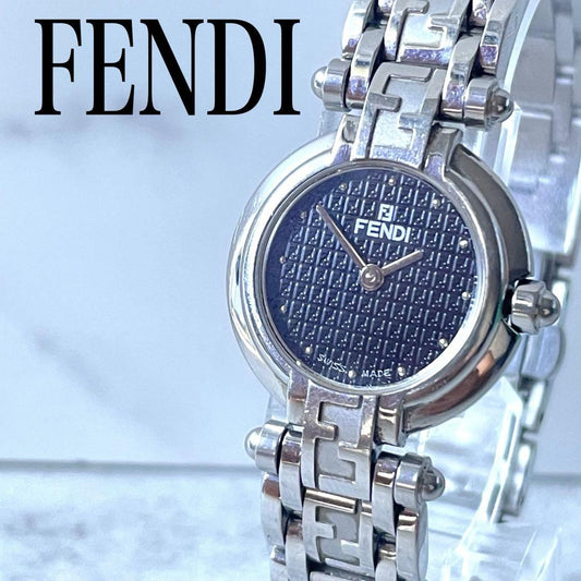 FENDI Quartz Watch Wristwatch FF Zucca Logo Silver Women's Authentic