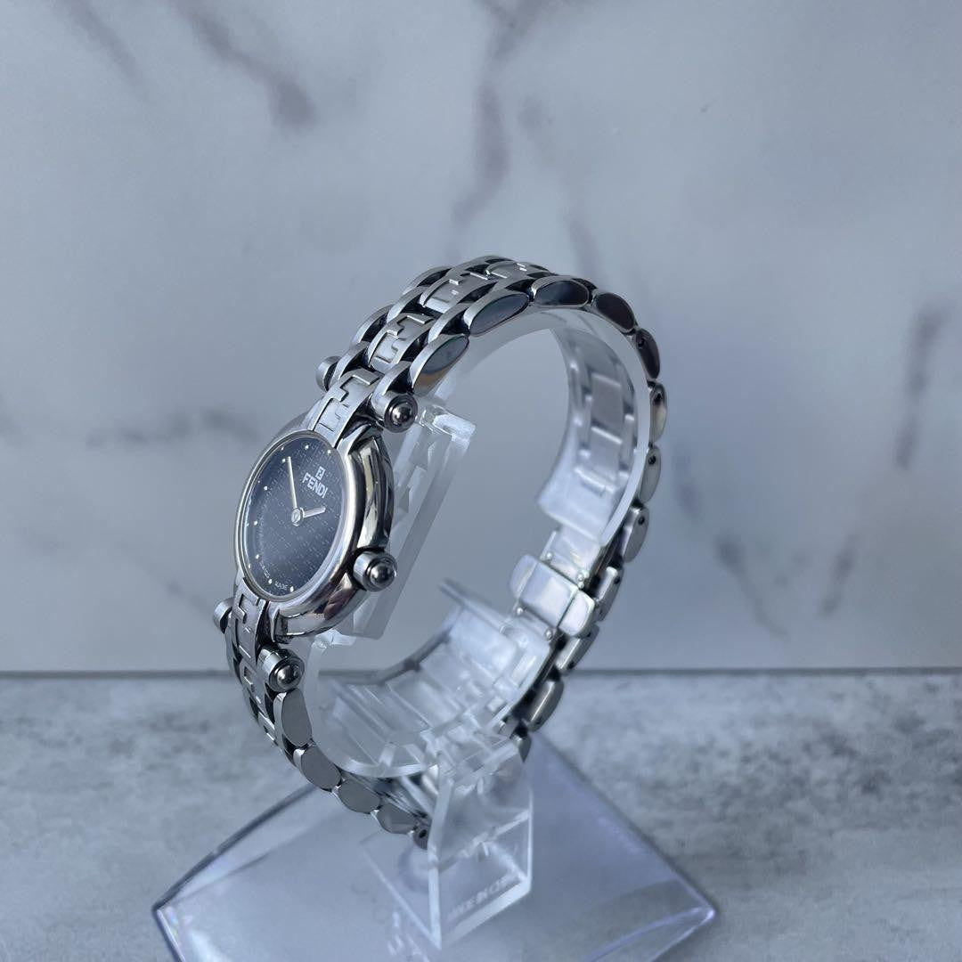 FENDI Quartz Watch Wristwatch FF Zucca Logo Silver Women's Authentic