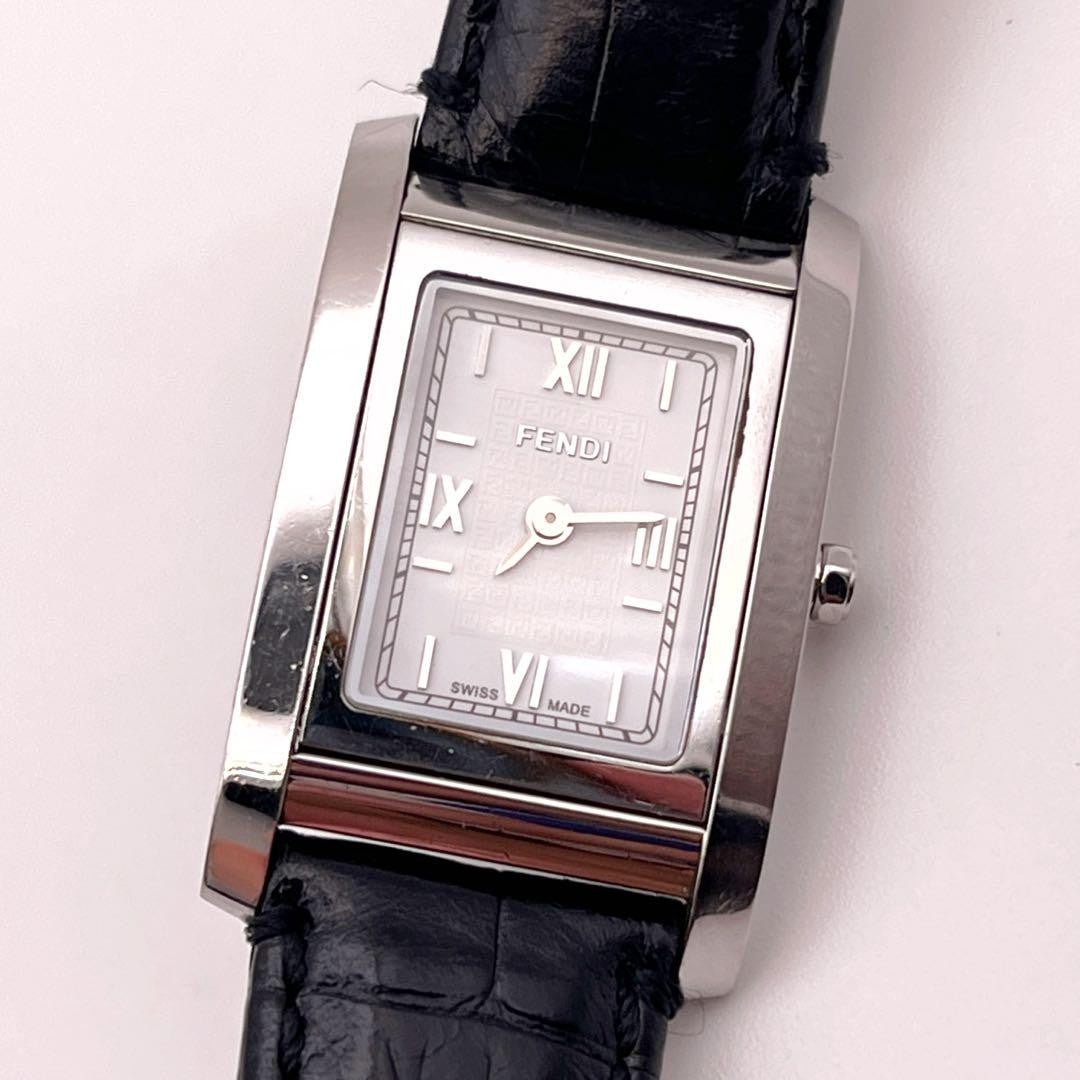 FENDI Quartz Watch Wristwatch FF Zucca Logo White Silver Women's Authentic
