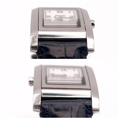 FENDI Quartz Watch Wristwatch FF Zucca Logo White Silver Women's Authentic