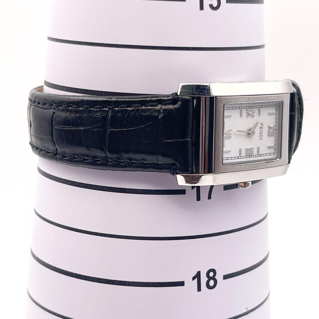 FENDI Quartz Watch Wristwatch FF Zucca Logo White Silver Women's Authentic