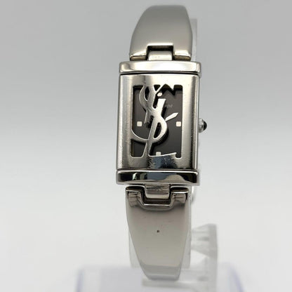 Saint Laurent Quartz Watch Wristwatch YSL Cassandra Black Silver Women's Auth