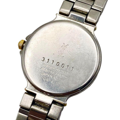 Saint Laurent Quartz Watch Wristwatch YSL Cassandra White Silver Women's Auth