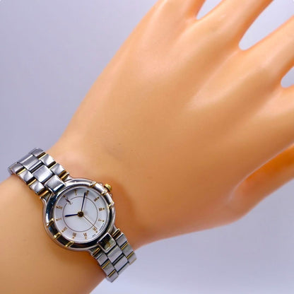 Saint Laurent Quartz Watch Wristwatch YSL Cassandra White Silver Women's Auth