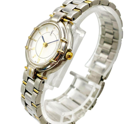 Saint Laurent Quartz Watch Wristwatch YSL Cassandra White Silver Women's Auth