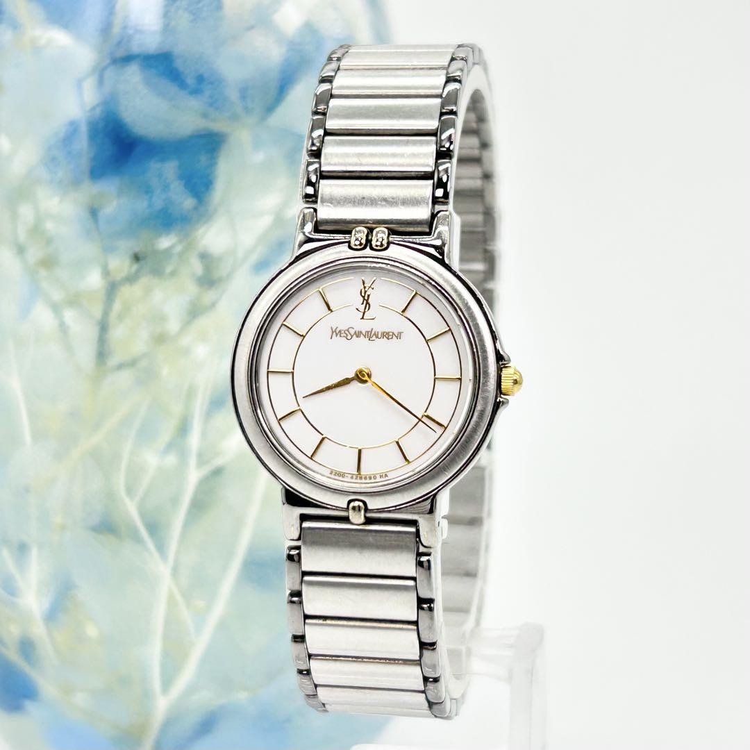 Saint Laurent Quartz Watch Wristwatch YSL Cassandra Silver Women's Auth