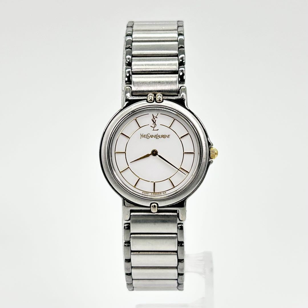 Saint Laurent Quartz Watch Wristwatch YSL Cassandra Silver Women's Auth