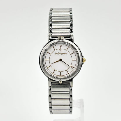 Saint Laurent Quartz Watch Wristwatch YSL Cassandra Silver Women's Auth