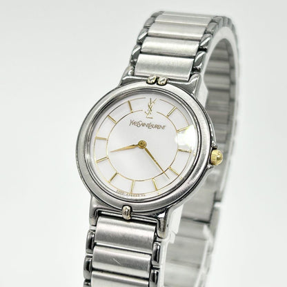 Saint Laurent Quartz Watch Wristwatch YSL Cassandra Silver Women's Auth