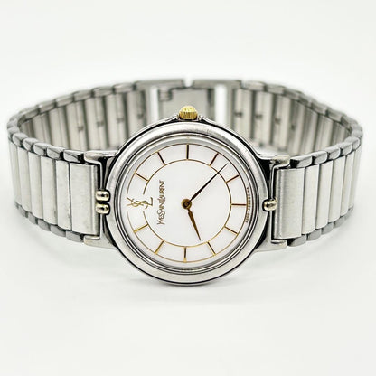 Saint Laurent Quartz Watch Wristwatch YSL Cassandra Silver Women's Auth