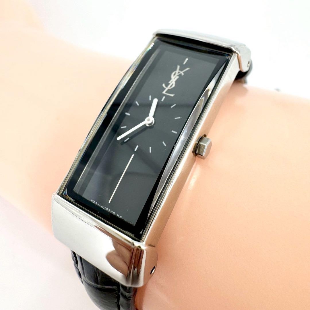 Saint Laurent Quartz Watch Wristwatch YSL Cassandra Black Women's Auth