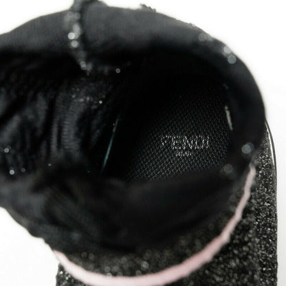 FENDI Socks Sneakers Shoes Glitter Knit Boots EU 39 US 9 Black Authentic