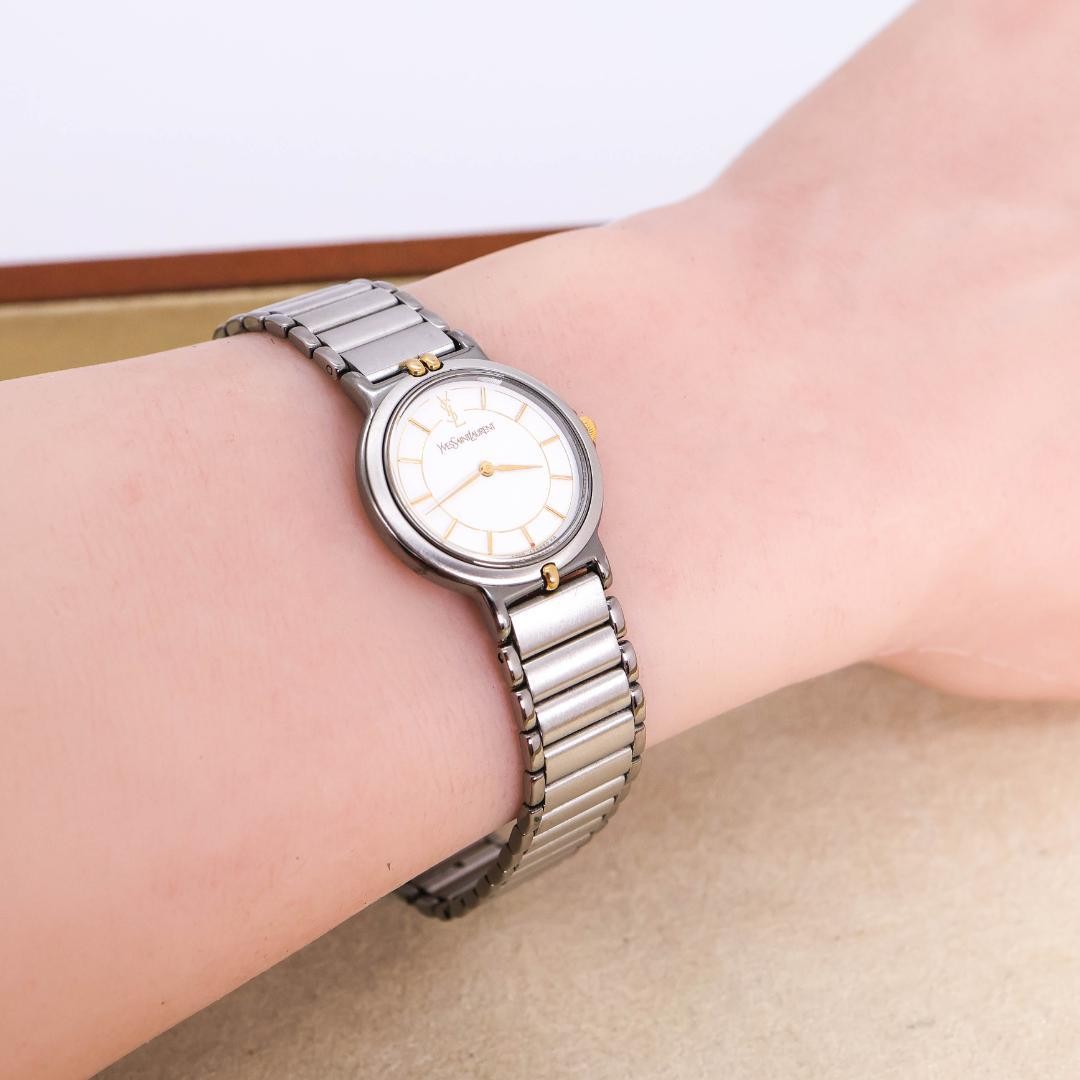 Saint Laurent Quartz Watch Wristwatch YSL Cassandra Gold Silver Women's Auth