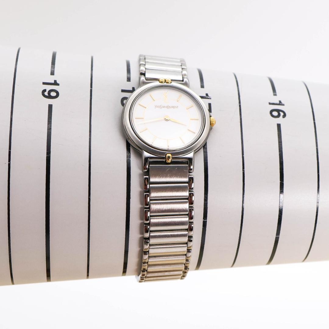 Saint Laurent Quartz Watch Wristwatch YSL Cassandra Gold Silver Women's Auth
