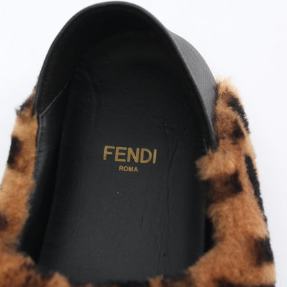 FENDI Room Shoes FF Zucca EU 36 US 6 Leather Boa Brown Black Authentic