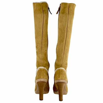 FENDI Long Boots Shoes EU 36.5 US 6.5 Suede Mouton Beige Authentic
