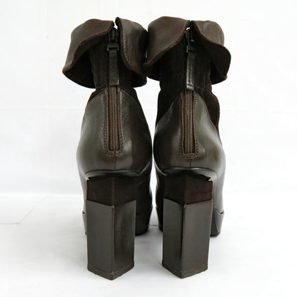 FENDI Short Boots Shoes EU 36.5 US 6.5 Leather Suede Brown Authentic