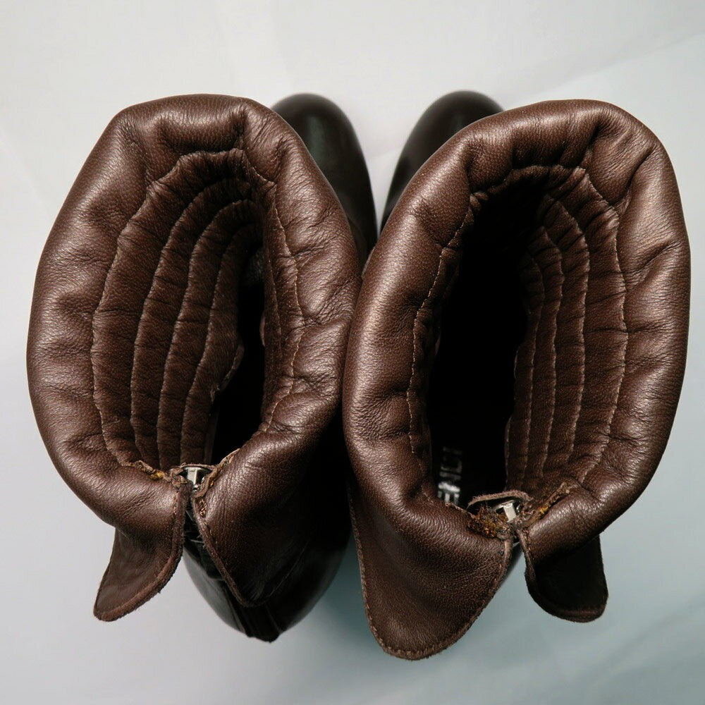 FENDI Short Boots Shoes EU 36.5 US 6.5 Leather Suede Brown Authentic