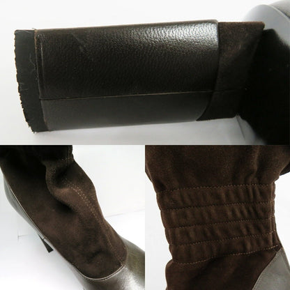 FENDI Short Boots Shoes EU 36.5 US 6.5 Leather Suede Brown Authentic
