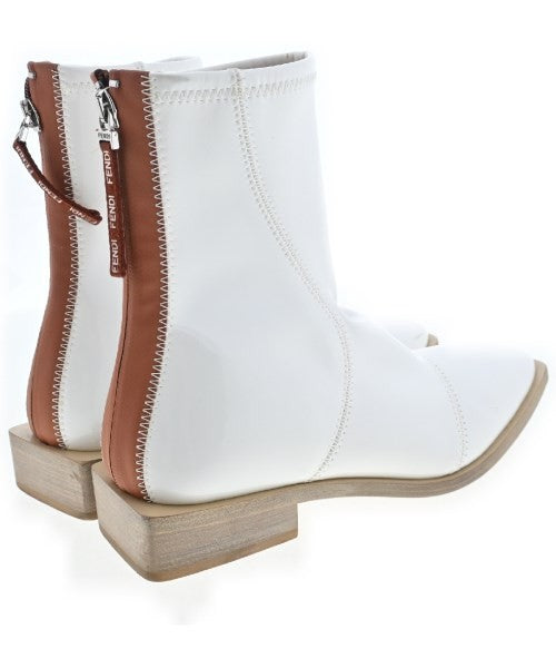 FENDI Boots Shoes EU 39 US 9 White Brown Authentic