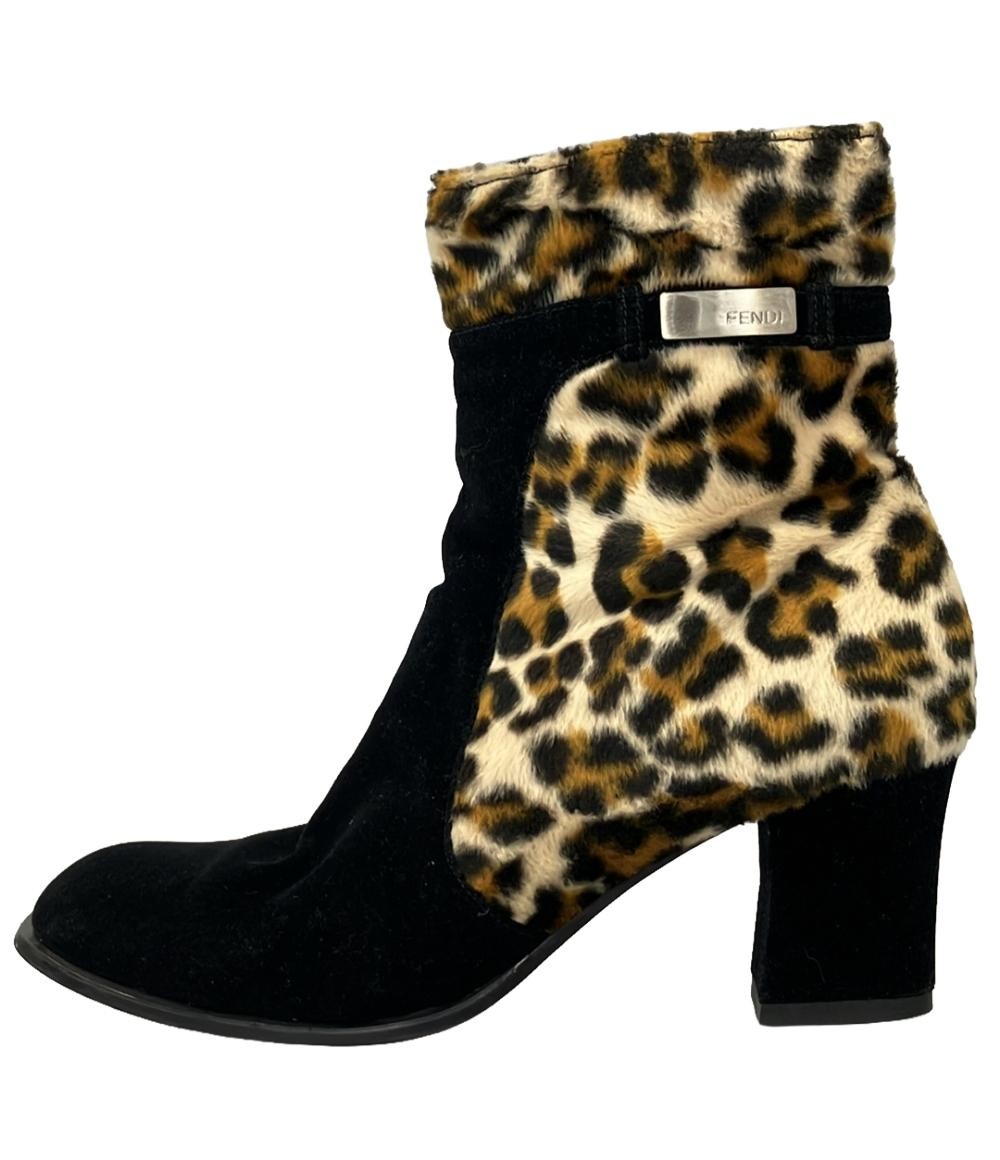 FENDI Short Boots Shoes EU 36.5 US 6.5 Leopard Brown Authentic