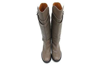 FENDI Long Boots Shoes EU 37 US 7 Leather Brown Authentic