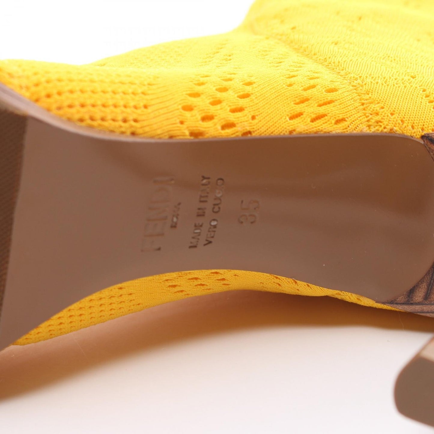 FENDI Boots Shoes EU 35 US 5 Knit Yellow Authentic