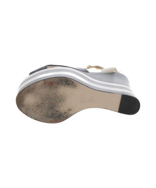 GUCCI Sandals Shoes EU 35.5 US 5.5 Leather Navy White Authentic