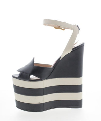 GUCCI Sandals Shoes EU 35.5 US 5.5 Leather Navy White Authentic