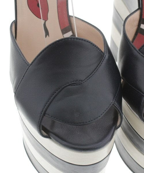 GUCCI Sandals Shoes EU 35.5 US 5.5 Leather Navy White Authentic
