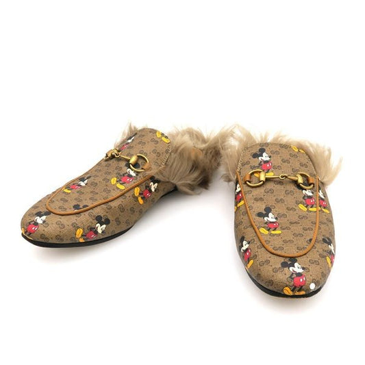 GUCCI Sandals Shoes Disney EU 38 US 8 Brown Authentic