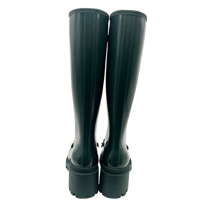 GUCCI Rain Long Boots Shoes Horsebit EU 36 US 6 Green Authentic