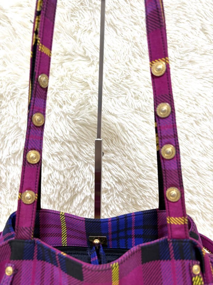 VERSACE Hand Bag Tote Purse Nylon Canvas Multicolor Pink Authentic