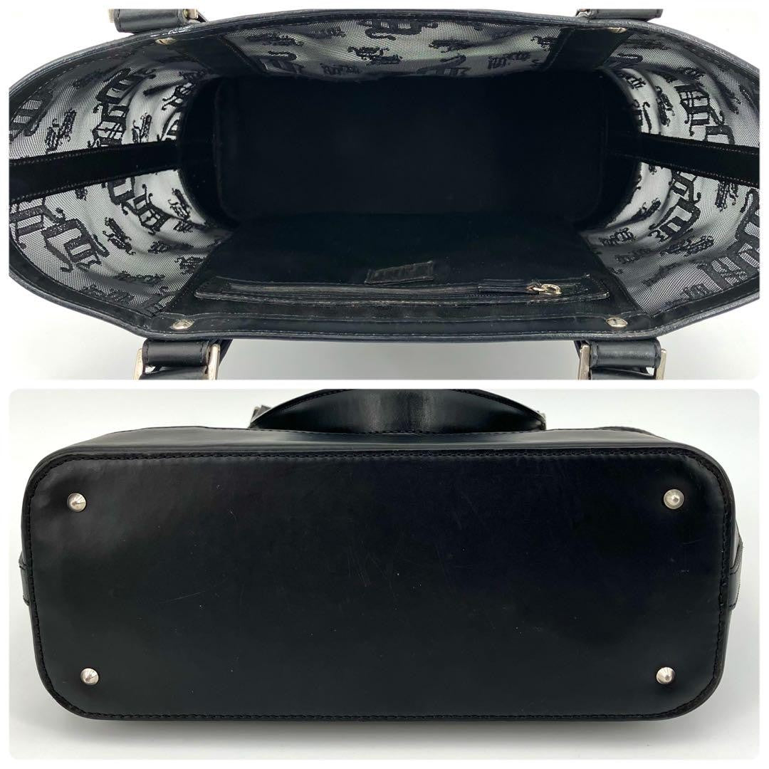 VERSACE Hand Bag Tote Purse Mesh Leather Black Authentic