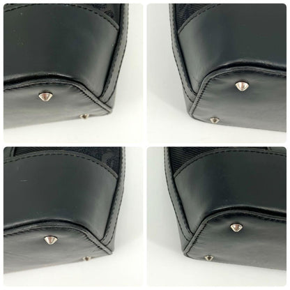 VERSACE Hand Bag Tote Purse Mesh Leather Black Authentic
