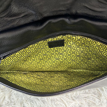 VERSACE Shoulder Bag Purse Leather Suede Black Authentic