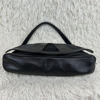 VERSACE Shoulder Bag Purse Leather Suede Black Authentic