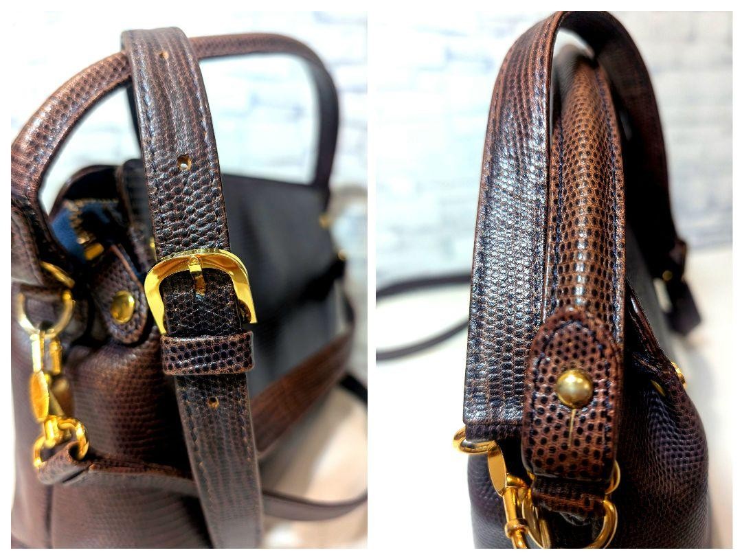 VERSACE Shoulder Bag Purse Leather Dark Brown Authentic