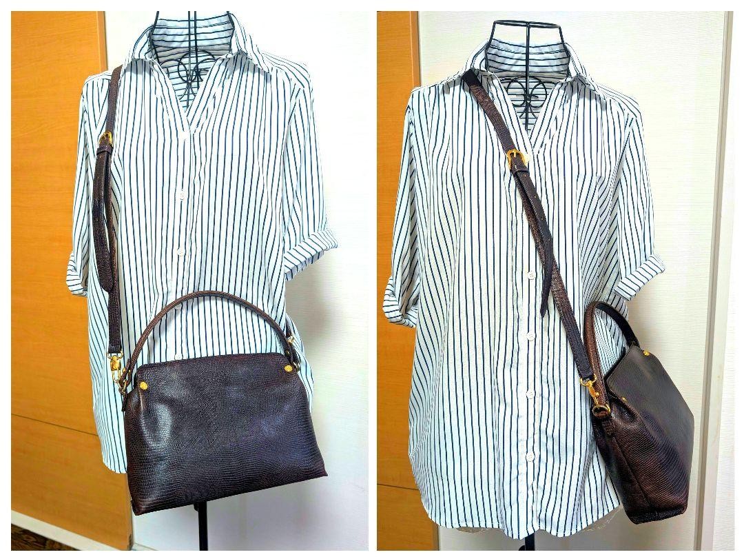 VERSACE Shoulder Bag Purse Leather Dark Brown Authentic