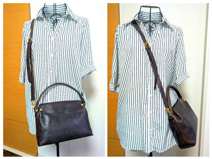 VERSACE Shoulder Bag Purse Leather Dark Brown Authentic