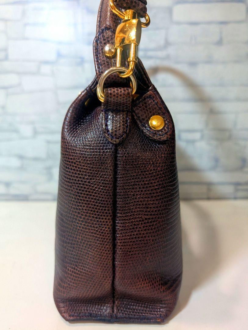 VERSACE Shoulder Bag Purse Leather Dark Brown Authentic
