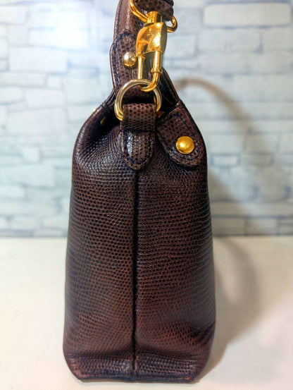 VERSACE Shoulder Bag Purse Leather Dark Brown Authentic