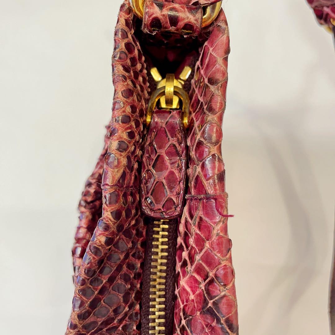 MIU MIU Hand Bag Tote Purse Logo Leather Wine Red Authentic