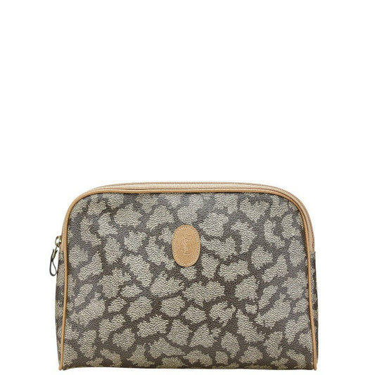 Saint Laurent Clutch Bag Second Bag YSL Cassandra PVC Leather Beige Authentic