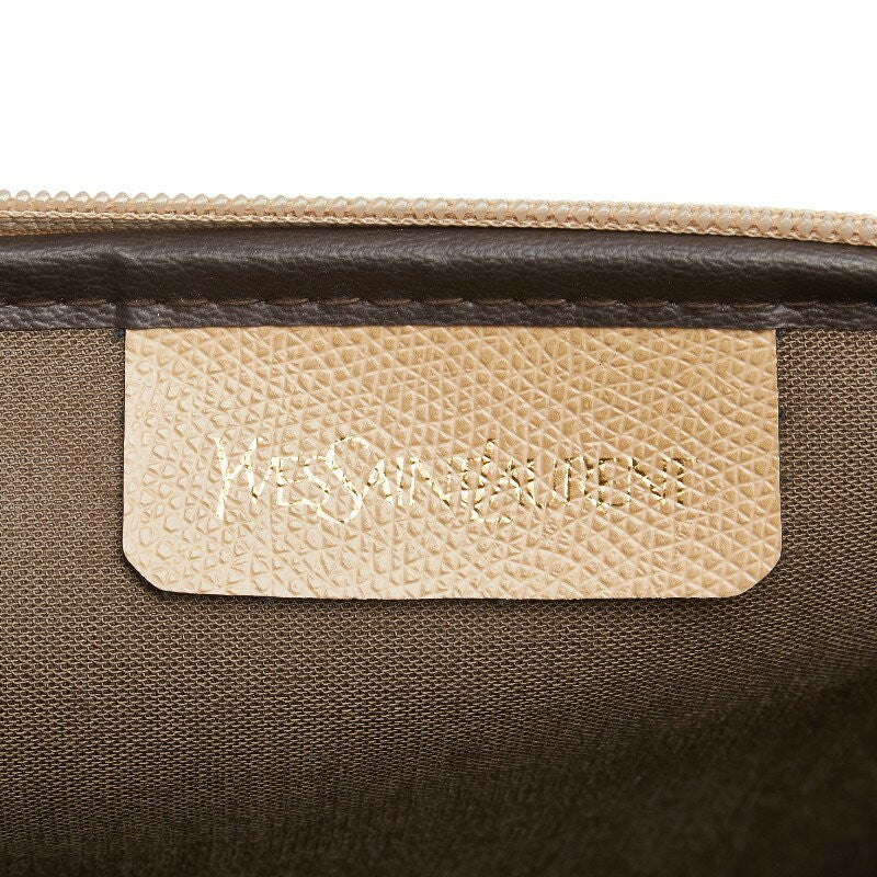 Saint Laurent Clutch Bag Second Bag YSL Cassandra PVC Leather Beige Authentic