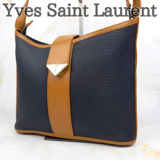 Saint Laurent Shoulder Bag Purse YSL Cassandra Leather Brown Black Authentic