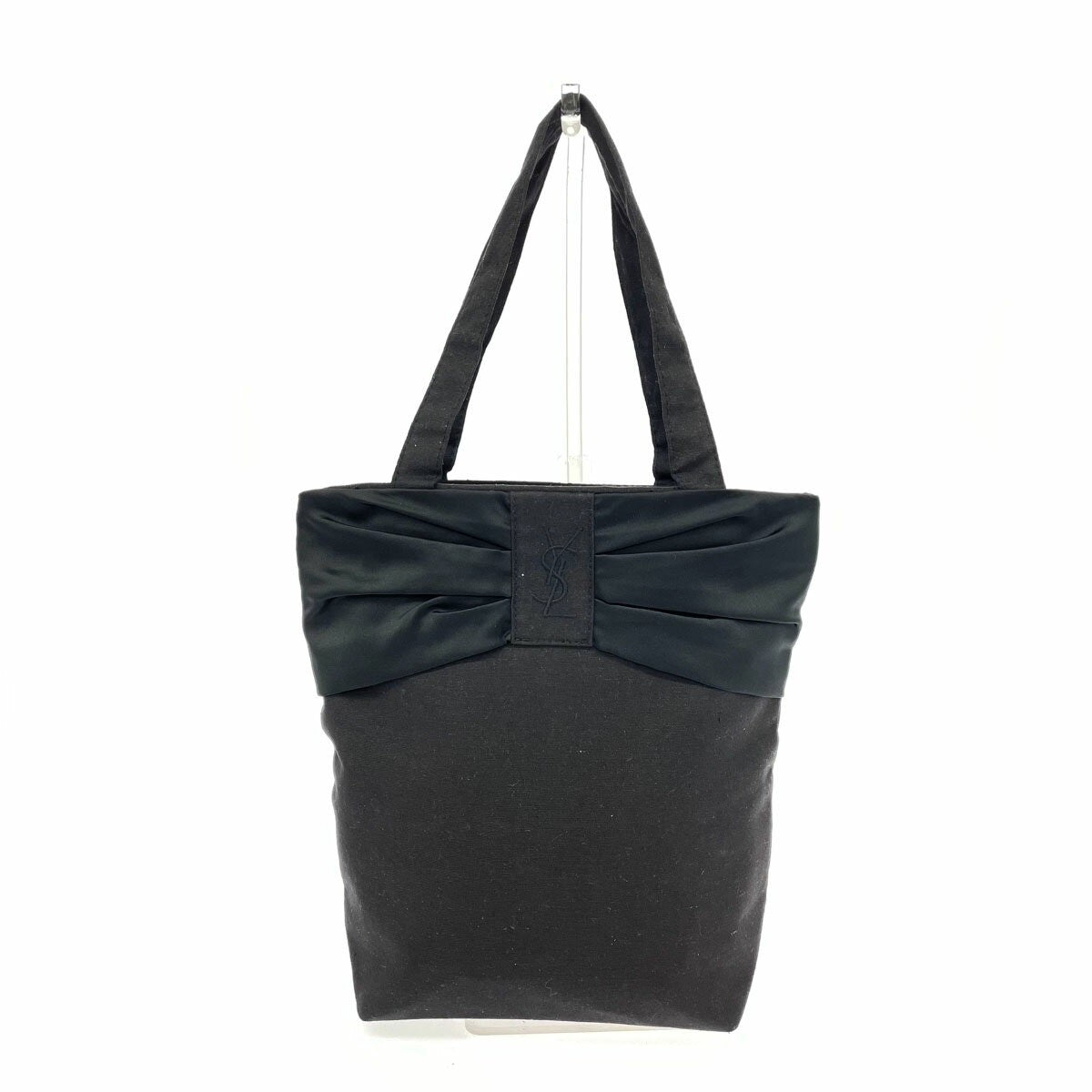 Saint Laurent Hand Bag Tote Purse YSL Cassandra Canvas Black Authentic