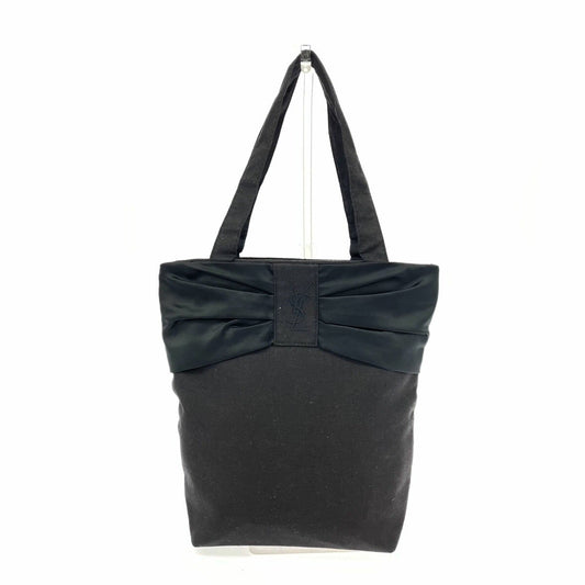 Saint Laurent Hand Bag Tote Purse YSL Cassandra Canvas Black Authentic